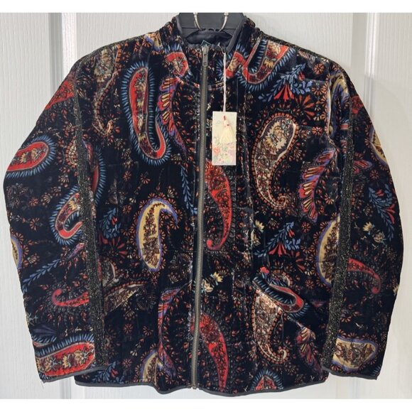 Johnny Was Jackets & Blazers - Johnny Was Size Small Dolman Quilted Jacket Paisley Coat Velvet Silk NEW $480